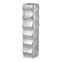 Square Gümüş Metal Vazo 13x47 Cm