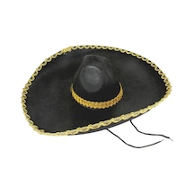 Mey İthalat Sombrero Meksika Şapkası Mariachi Altın Şeritli Yetişkin Boy