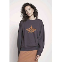 Crackdown 3 Logo Baskılı Füme Antrasit Kadın Sweatshirt