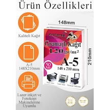 A5 Gramajlı Fotokopi Kağıdı 100 Adet 120 Gr Sertifika Kağıdı Kalın Kağıt Baskı Tüm Yazıcılara Uyumlu 14.8x21cm Ofis Büro