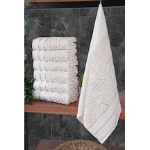 Çınar Jakarlı 6 Lı Kadife Pamuklu El Ve Yüz Havlu Seti 50x90 Cm - 04557 - Gold Altın - Siyah