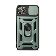 Apple iPhone Uyumlu 11 Pro Kılıf Pars Lens Yüzüklü Silikon - Yeşil Bz8683140164430