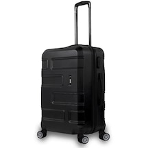 Unisex ABS Siyah Sert Kabuk Tekerlekli Orta Boy Valiz Bavul