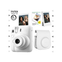 Fujifilm Instax Mini 12 Fotoğraf Makinesi + 20'li Film + Çerçeve + Deri Kılıf Seti Beyaz