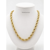 Melekcehobi 14k Altın Renk 8 Mm Kalın Halat Burgu Zincir Kolye 50 Cm Altın Sarı