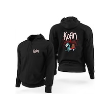 Korn Red Skull Siyah Fermuarlı Limited Edition Kapşonlu Sweatshirt Siyah