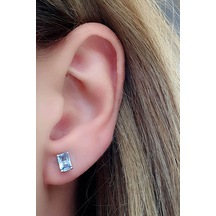Sky Diamond Blue Creative Sapphire 925 Ayar Gümüş Tek Taş Küpe