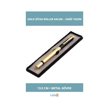 Kutulu Metal Roller Kalem Altın Siyah 13.5 Cm Çok Renkli