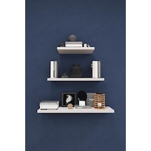 Asra Trend Modern 3'lü Uçan Raf Çok Amaçlı Duvar Rafı Organizer%100 Mdf Kitaplık Mutfak Banyo Rafı Drf-05 Beyaz Genel