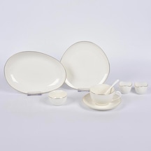 Vitale Elips Beyaz New Bone 32 Parça Kahvaltı Takımı Mtfk.0123 Krem