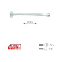 Paslanmaz Çelik Flex Hortum 1/2 Nipel - 3/4 Tesisat Bağlantı Hortumu 30 Cm Çok Renkli Diğer