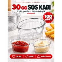 30 Cc Şeffaf Plastik Sos Kabı 100 Lü Ketçap, Mayonez Ve Porsiyonluk Sunum Kabı Diğer