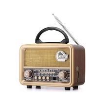 Buffer Orta Boy Retro, Nostaljik, Ahşap Tasarım Bluetooth Hoparlörlü, Şarjlı, Taşınabilir Fm/am Destekli Radyo Ns-8110