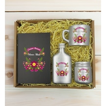 Bk Gift Kişiye Özel İsimli Dtf Anne Temalı Antrasit Defter & Gümüş Kahve Fincanı & Kolonya & Mum Hediye Seti-6, Anneye Hediye, Anneler Günü Hediyesi K