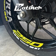 Honda Forza 250 Jant İç & Dış Neon Sarı Ve Beyaz Sticker Etiket M