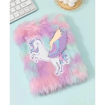 Unicorn Tasarımlı Peluş Hatıra Defteri Çok Renkli