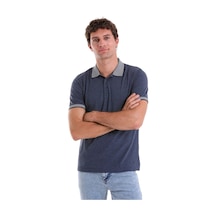 Hatemoğlu Indigo Regular Fit Düz Pamuklu Polo Yaka Tişört İndigo