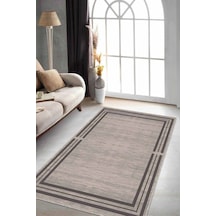 Bej Çerçeveli Kaymaz Tabanlı Makinede Yıkanabilir Halı Rv083n11