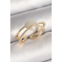 Mey İthalat Pirinç Gold Renk Beyaz Kristal Kalp Model Zirkon Taş Detay Kadın Yüzük - Özel Seri Meyeb67b34968e69d416e670ac599 Altın