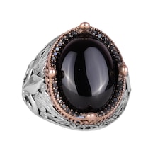925 Ayar Gümüş Yüzükler Premium Üretilmiş Taşlarla Cabochon Oniks Üretilmiş Gümüş