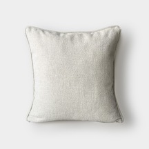 "stone" Dokulu Düz Kırlent Kılıfı - 45x45 - Beyaz Beyaz - Krem