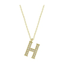 Gümüş Gold H Harfi Kadın Kolye (547128399)