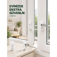 Mey İthalat Çocuk Güvenliği İçin Kablolu Pencere Kilidi Anahtarlı Emniyet Aparatı 2 Adet