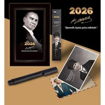 2026 Gazi Paşa Atatürk Ajandası Ayraç Kartpostal Kalem - Siyah Genel