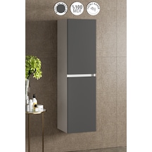 Yıldız 35 130 Cm Beyaz-antrasit Gri Mat Mdf Asma Banyo Boy Dolabı Beyaz - Antrasit