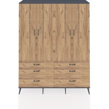 Hyperion Gardrop 8 Raflı 6 Çekmeceli 4 Kapaklı 176x44x221 Antrasit-çam Çam