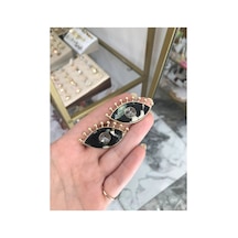 Taş Detaylı Siyah Göz Model Küpe