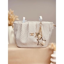 Elora Atelier Hobo Hasır Beyaz-taş Charmlı Çanta Çok Renkli