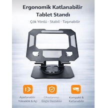 Ayarlanabilir Metal Tablet Telefon Standı 360 Dönebilen Kaymaz Taban Ergonomik Taşınabilir Stand