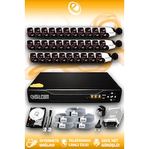 Elitcam 32 Kameralı Panda 32 Dış Kamera Set 250 GB HDD Full HD Gece Görüşlü Güvenlik Kamerası Sistemi