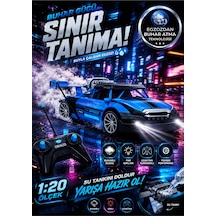 Mavi Renk Uzaktan Kumandalı Şarjlı Duman Çıkartan Işıklı Araba Buhar Çıkaran Drift Atan Araba Mavi Mavi