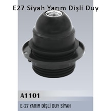 20 Adet E27 Siyah Yarım Dişli Duy