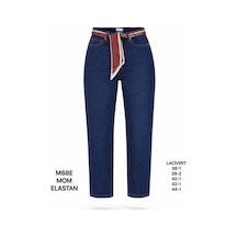 Miss Poem Kadın Lacivert Fular Kemer Detaylı Yüksek Bel Mom Fit Jean Pantolon