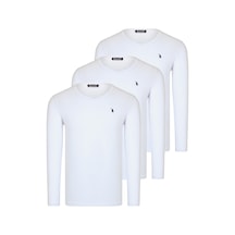 Üçlü Set T8587 Dewberry V Yaka Erkek Sweatshırt-beyaz-beyaz-beyaz Beyaz-beyaz-beyaz