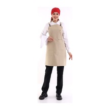 Barista Kanguru Cepli Bej Askılı Önlük-Standart-Tek Parça