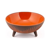 Dekoratif Sunum Kasesi, Seramik Ayaklı Sunum Kasesi, Servis Kasesi, Servis Tabağı, Kase, Tabak Turuncu, 25 Cm