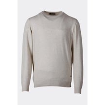 Erkek Triko Bisiklet Yaka Ekru Yün Görünümlü Tüylenmez 3009 Ekru