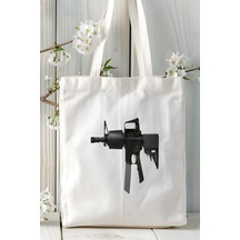 Art Hediye M-16 Baskılı Bez Çanta Kişiye Özel Model 2 Çok Renkli