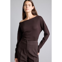 Defacto Slim Fit Tek Omuz Uzun Kollu Basic Sweatshirt I8676ax26aubn207 Kahve-bn207