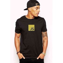 Js Baskılı Siyah Erkek Tshirt
