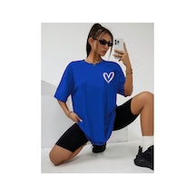 Medinenur Mini Kalp Baskılı Unisex Tshirt Mavi