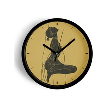 Minimalist Çizgi Sanatı Kadın Figürü Modern Duvar Saati - 30cm - Önü Camlı Siyah Kasa-jh0685 Siyah