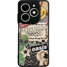 Tecno Spark 20c Retro Sticker Tasarımlı Glossy Telefon Kılıfı Siyah