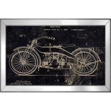 1919 Harley Motorsiklet Patent Çizimi Motifli Kanvas Tablo 50 x 70 CM