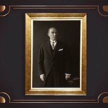Altın Varaklı Çerçeveli Paspartulu Atatürk Tablo Hk1318