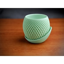 3d Baskı Küre Saksı - Kafes Dokulu İki Parçalı Dekoratif Saksı - Mint-mint